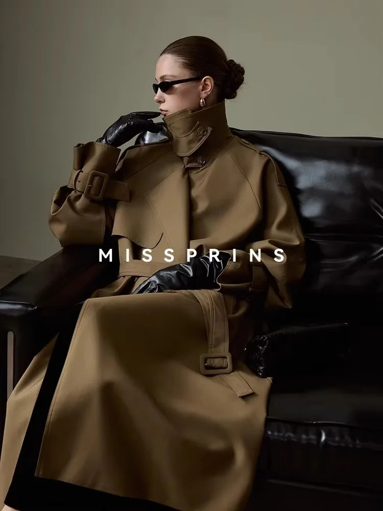 Brun Trenchcoat Med Høj Krave