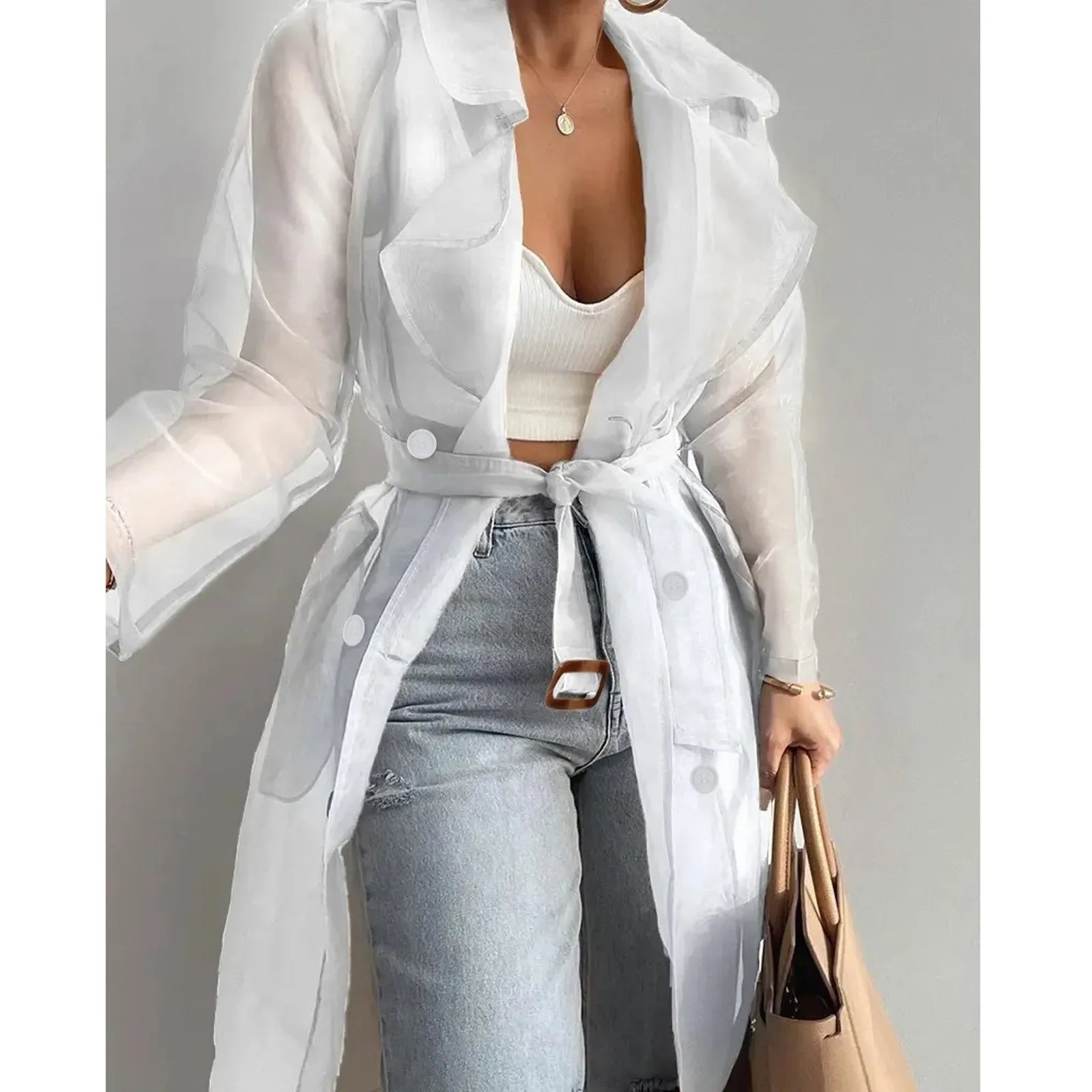 Transparent Trenchcoat i Mesh
