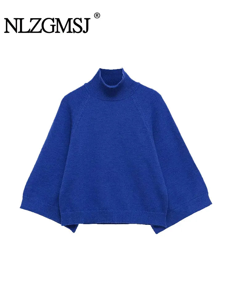 Strikbluse med Høj Hals