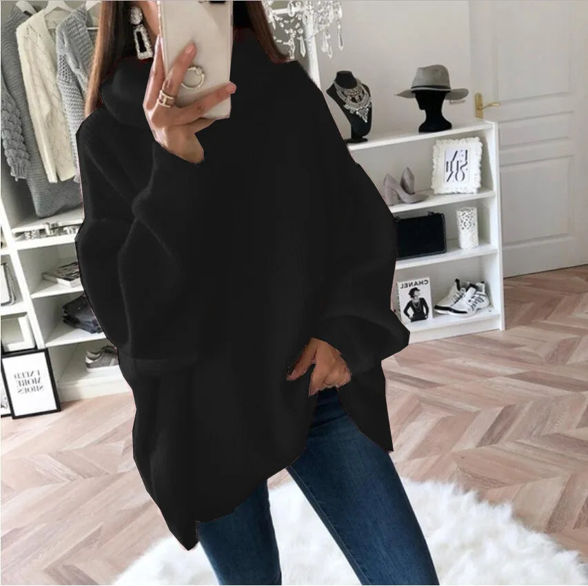 Oversized Ribstrikket Rullekravesweater