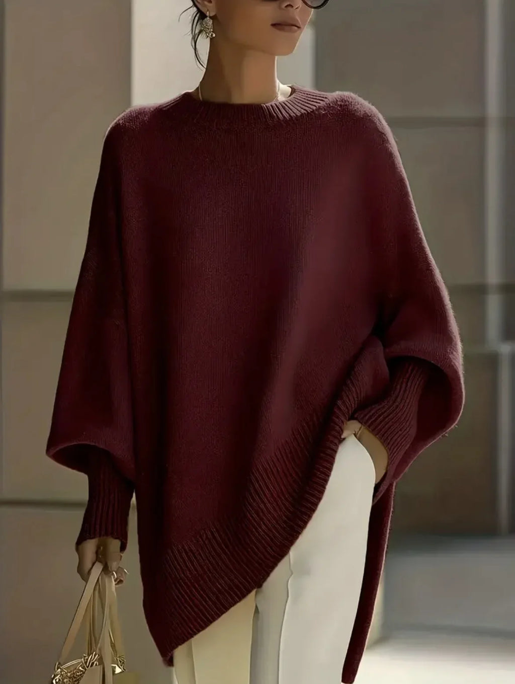 Oversized Asymmetrisk Strikbluse
