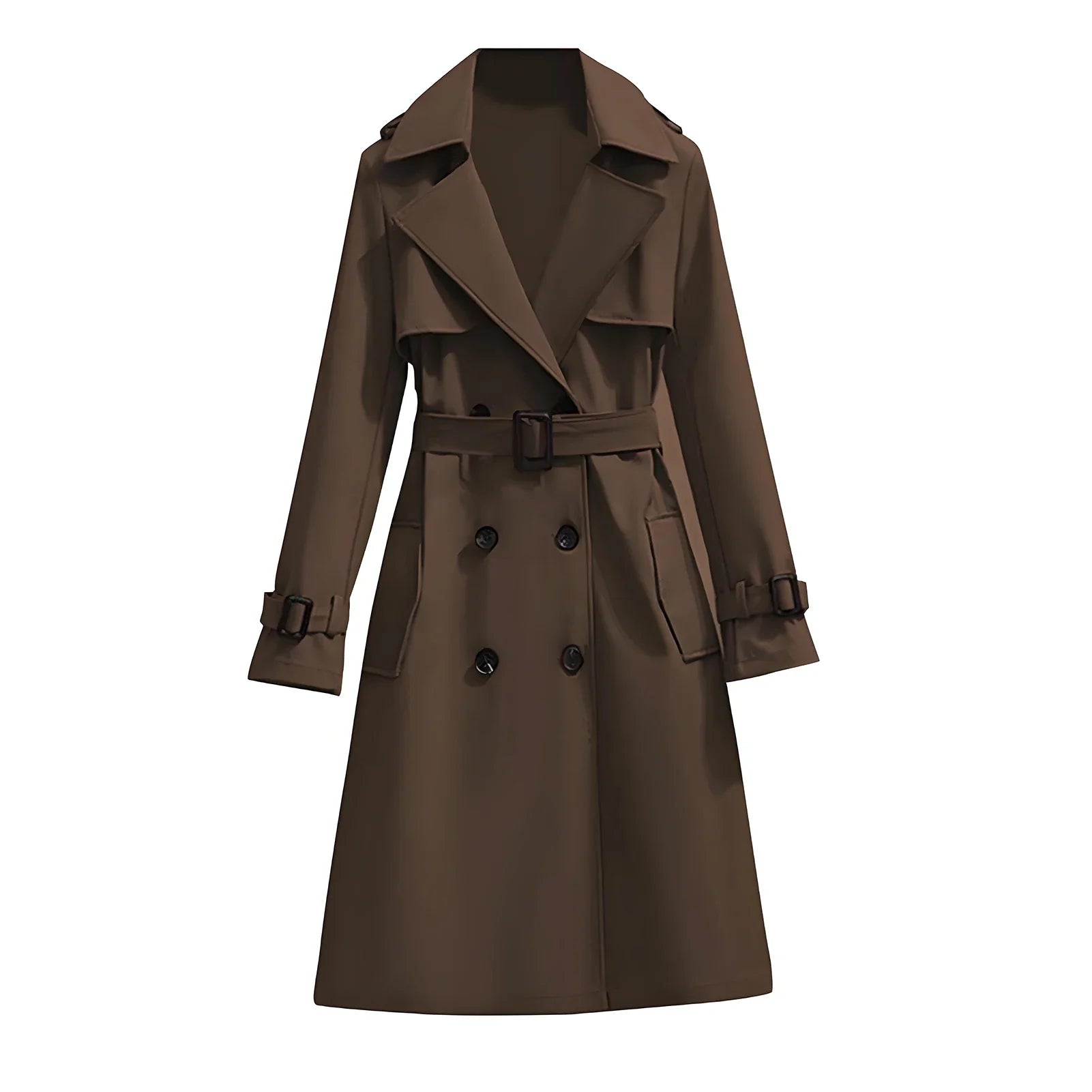 Lang Trenchcoat Med Brede Revers 2