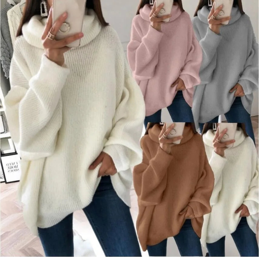 Oversized Ribstrikket Rullekravesweater