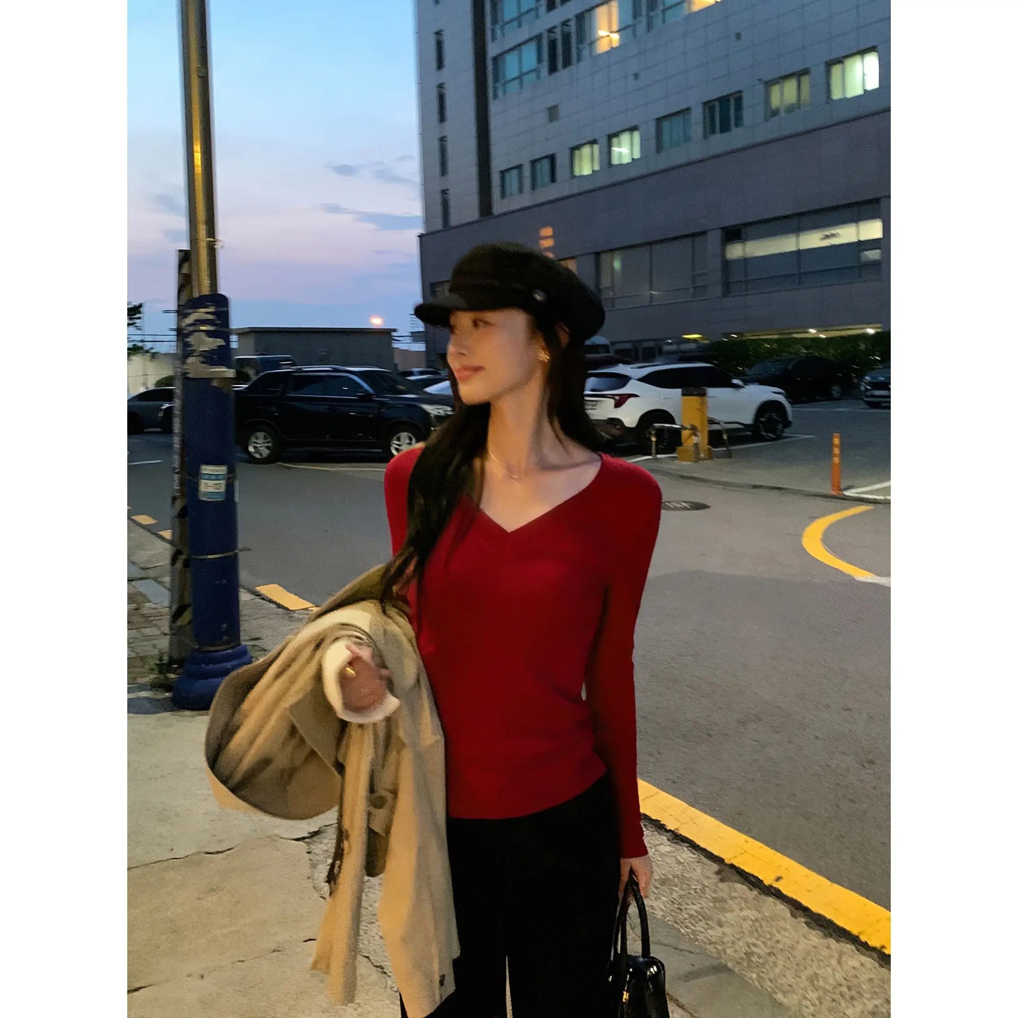 Finribbet V-Hals Pullover