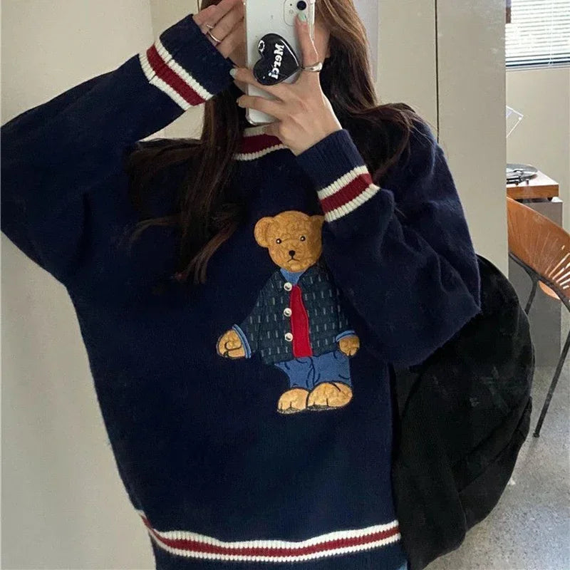 Strikket Sweater Med Teddybjørn
