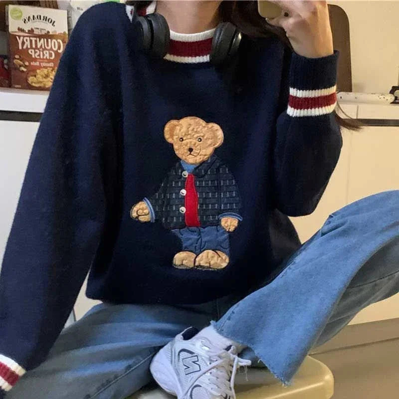 Strikket Sweater Med Teddybjørn
