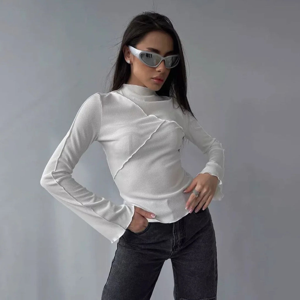 Asymmetrisk Ribstrikket Top