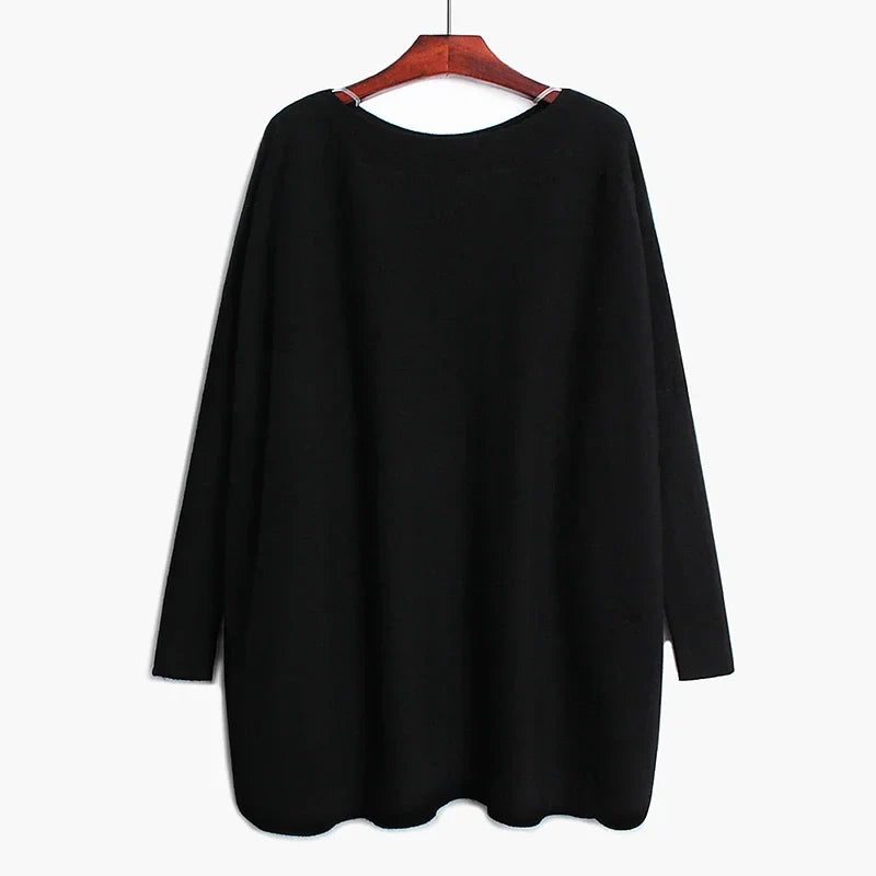 Oversized Tunika-Strik Med Flagermusærmer