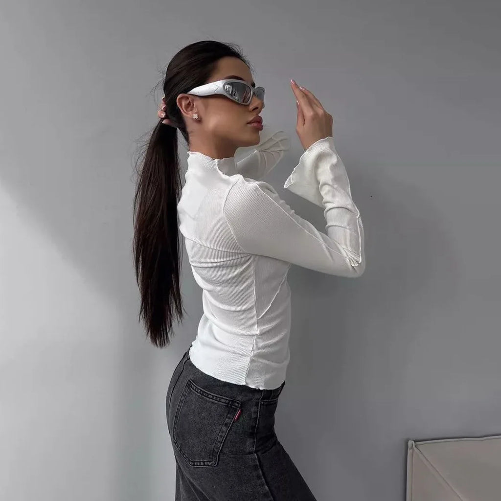 Asymmetrisk Ribstrikket Top