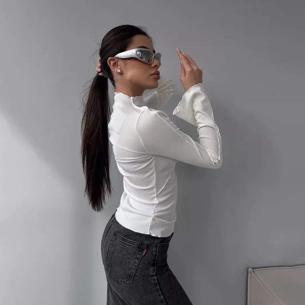 Asymmetrisk Ribstrikket Top