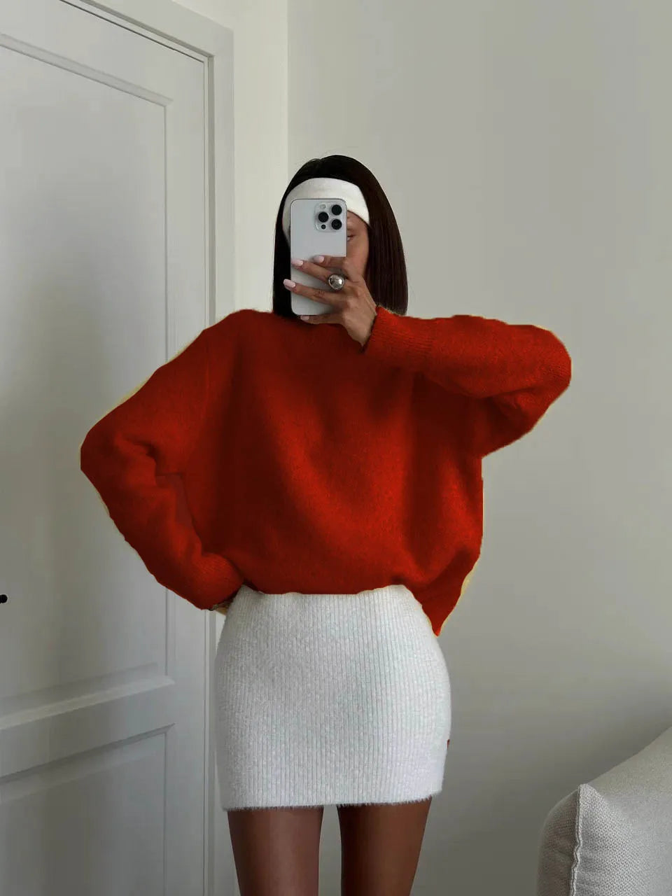 Oversized Børstet Striktrøje
