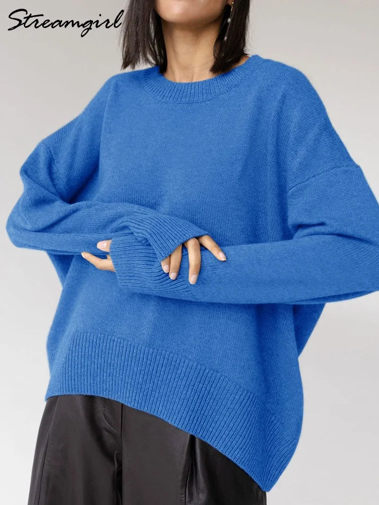 Oversized Striktrøje Med Ribkanter