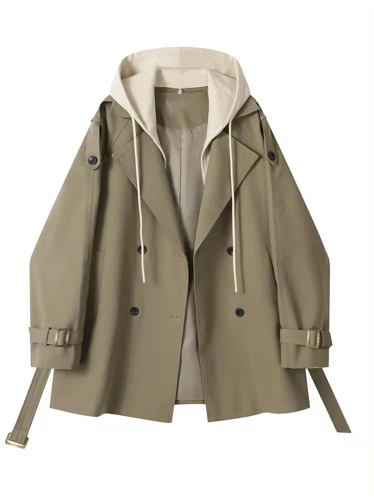 Trenchcoat med Hætte og Bælte