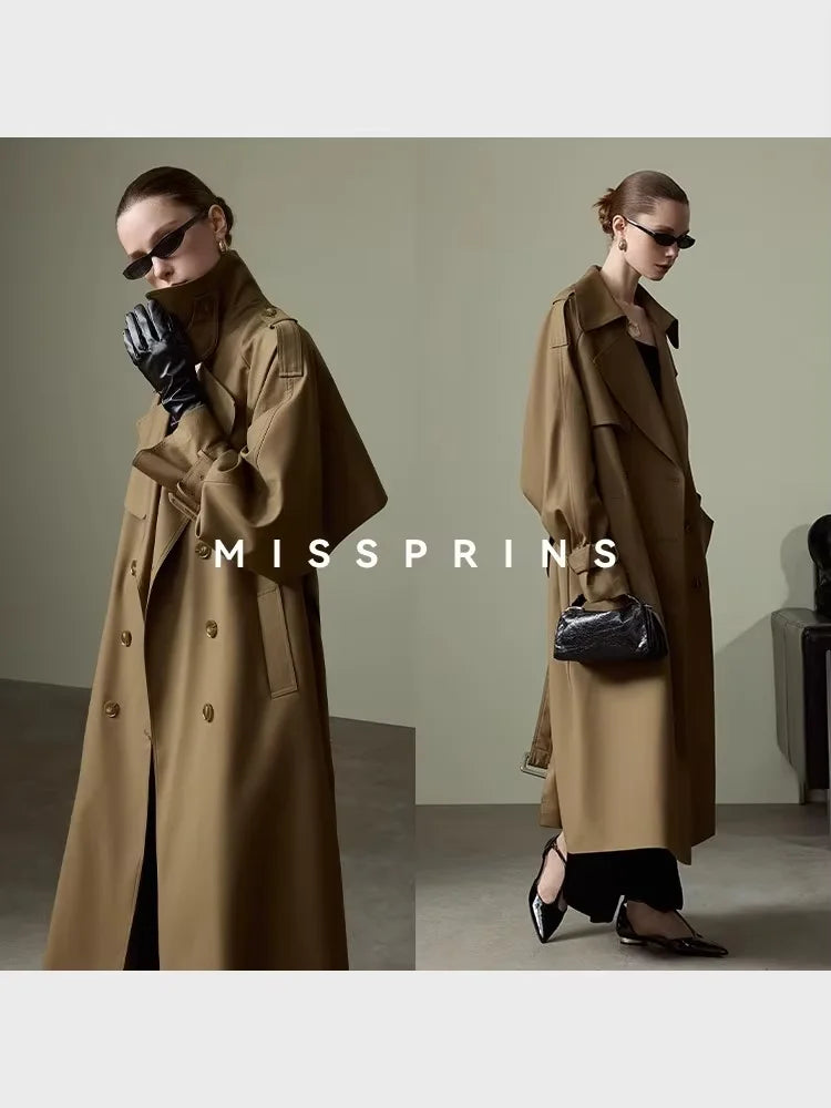 Brun Trenchcoat Med Høj Krave