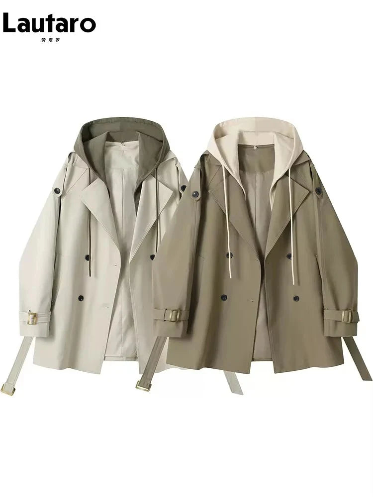 Trenchcoat med Hætte og Bælte