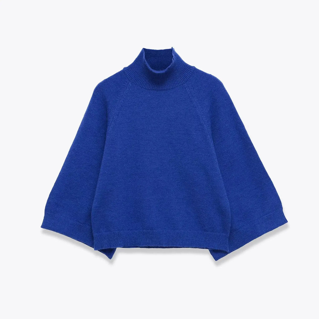 Strikbluse med Høj Hals