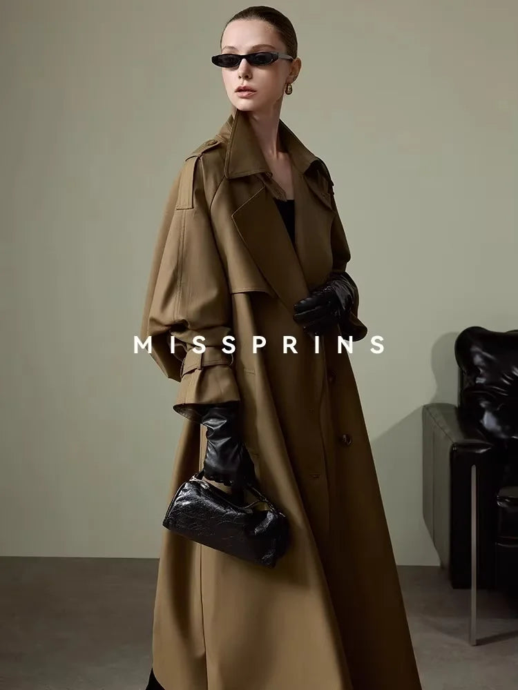 Brun Trenchcoat Med Høj Krave