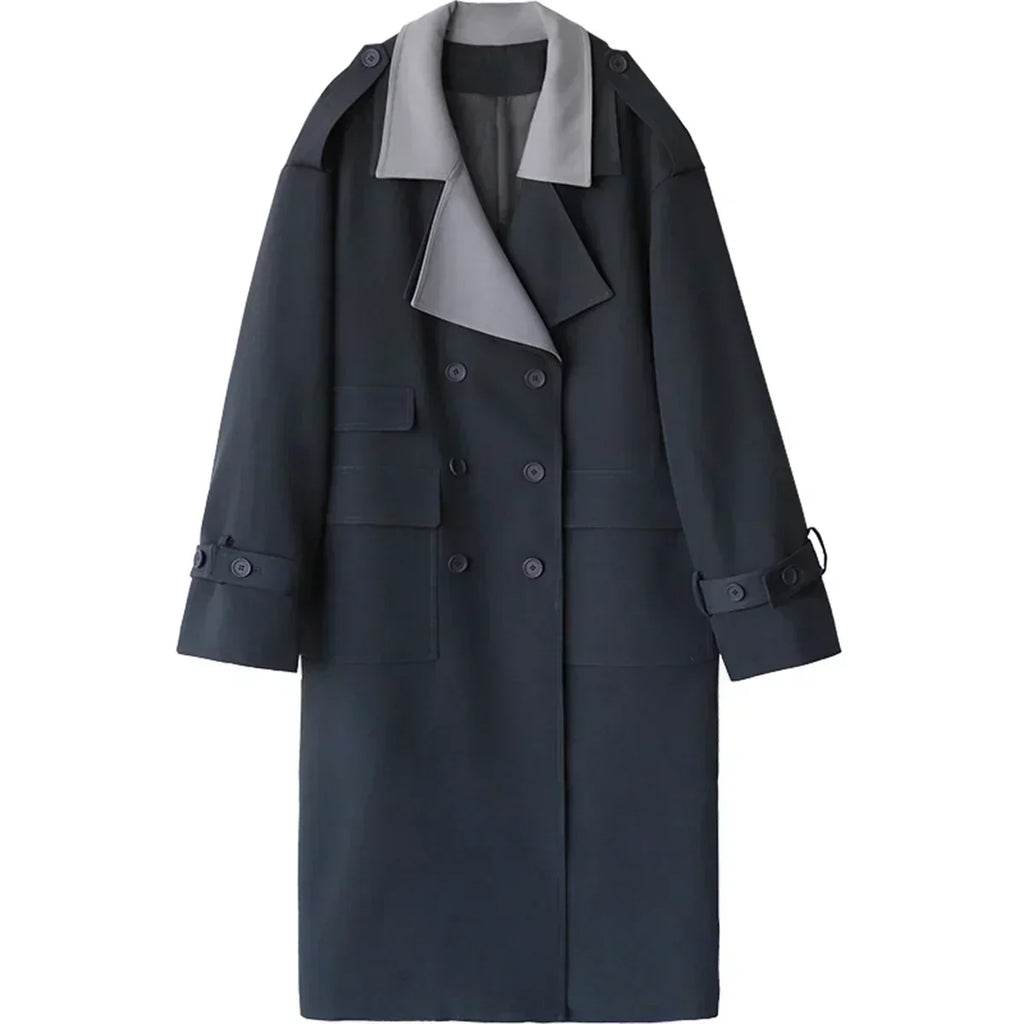 Lang Trenchcoat med Kontrastrevers