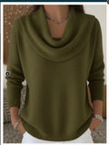 Finstrikket Pullover Med Draperet Krave
