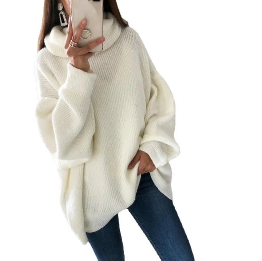 Oversized Ribstrikket Rullekravesweater