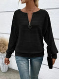 Ribstrikket Pullover med Half-Zip