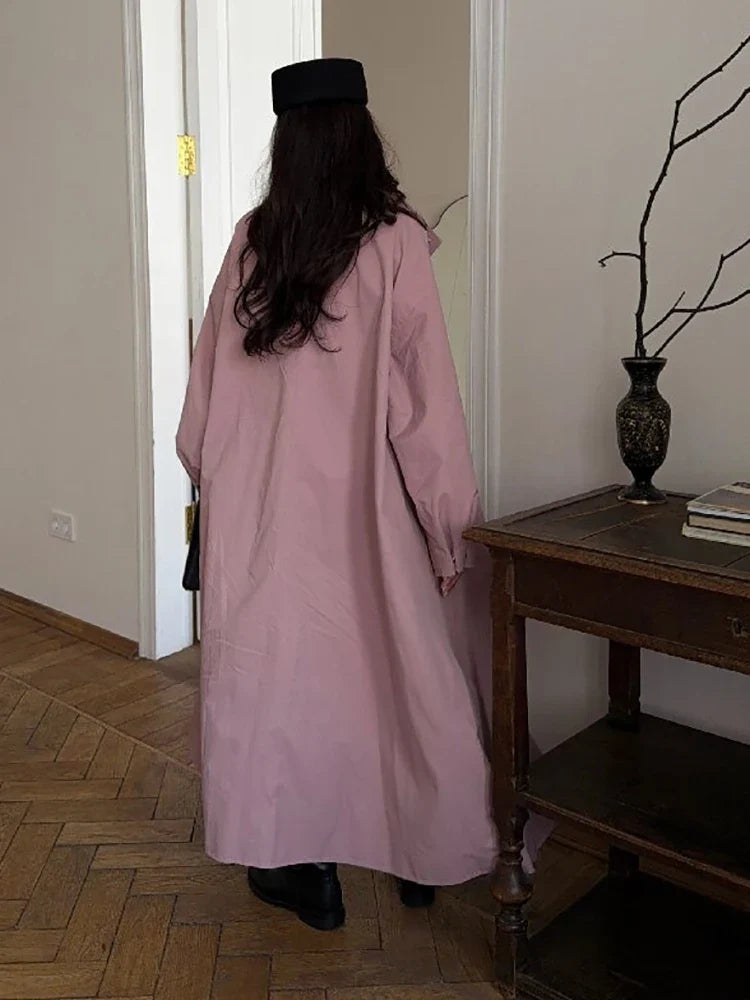 Lyserød Oversized Trenchcoat Med Trykknapper