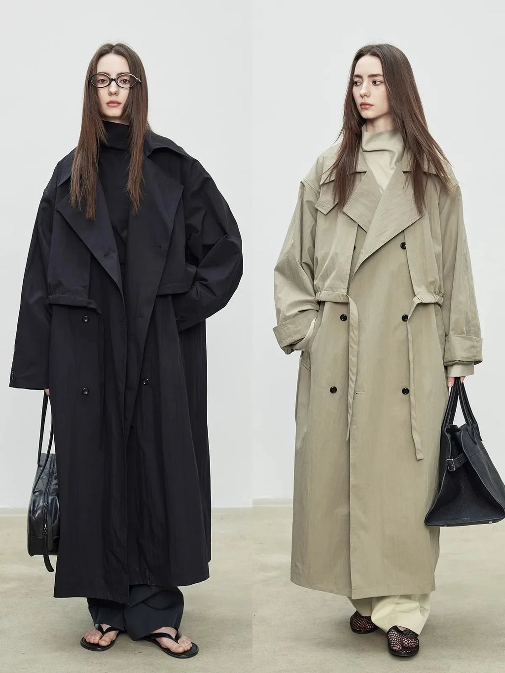 Sandfarvet Trenchcoat Med Store Revers