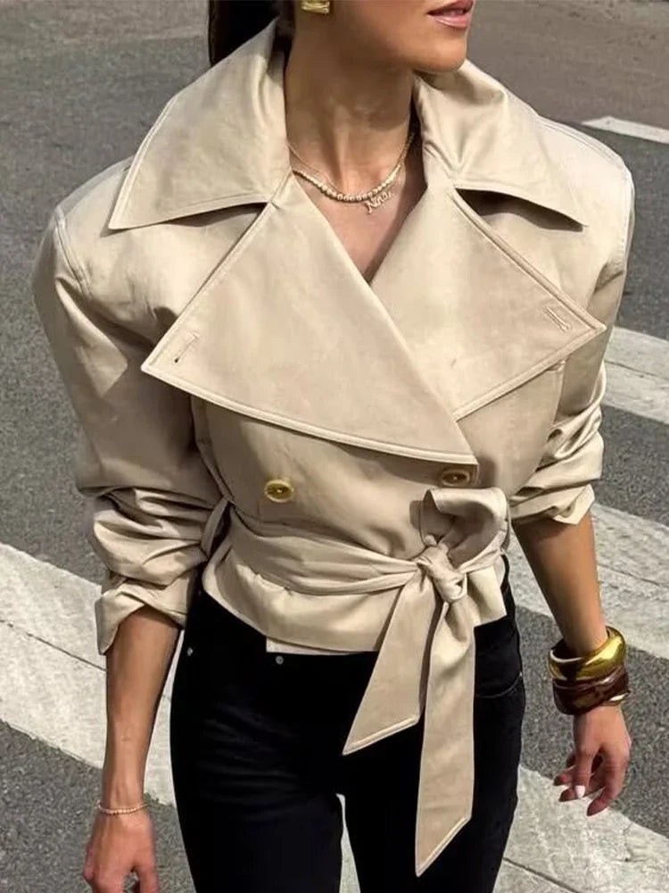Cropped Trenchjakke Med Bælte