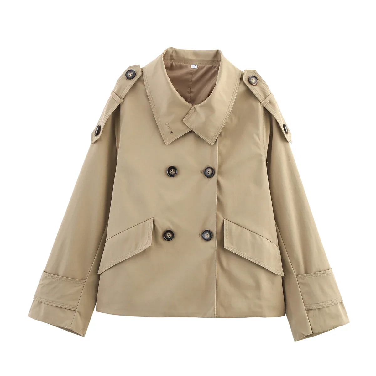 Kort Beige Trenchjakke Med Reverskrave