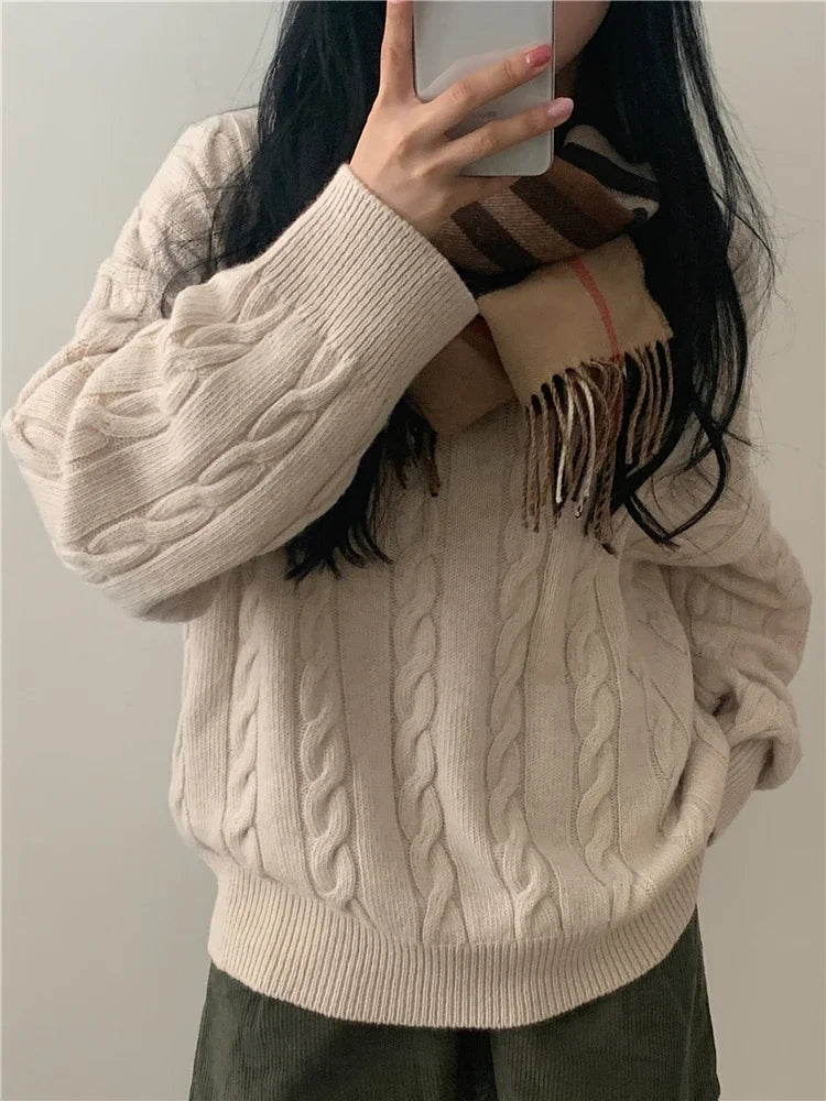 Oversized Kabelstrikket Sweater
