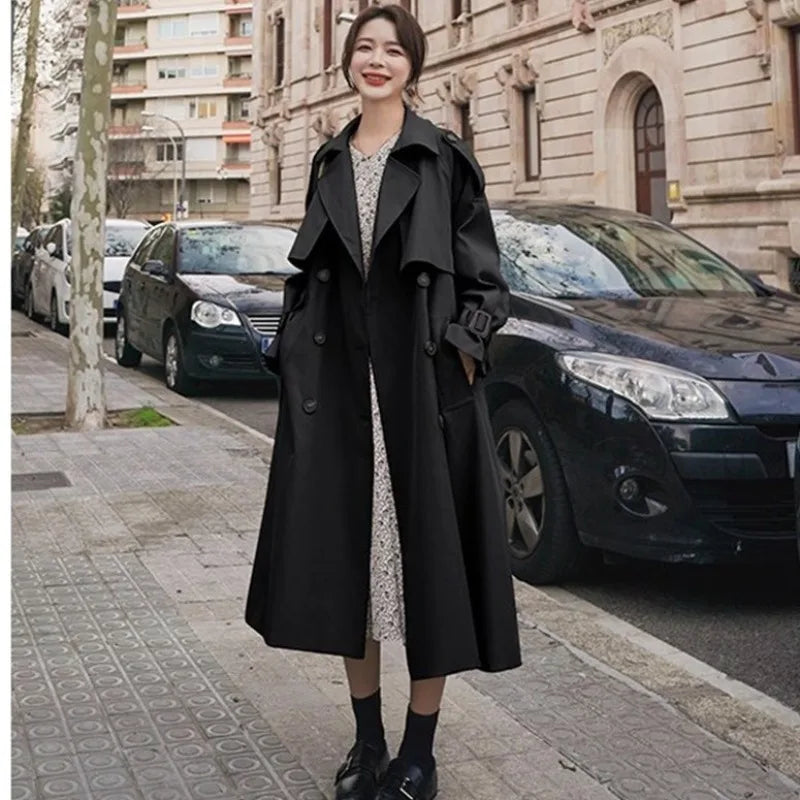 Lang Trenchcoat Med Brede Revers