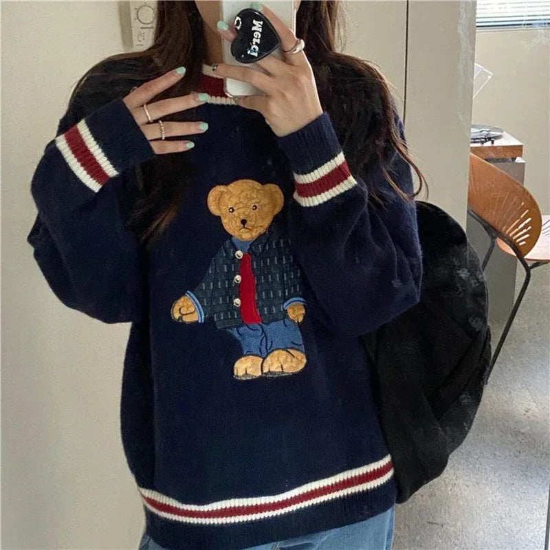 Strikket Sweater Med Teddybjørn