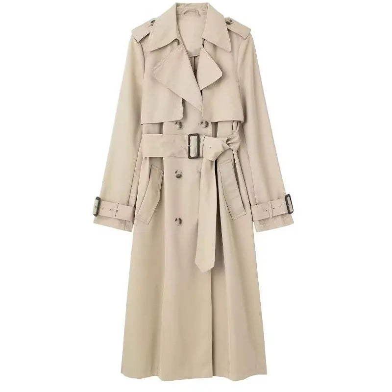 Lang Beige Trenchcoat Med Stormklap
