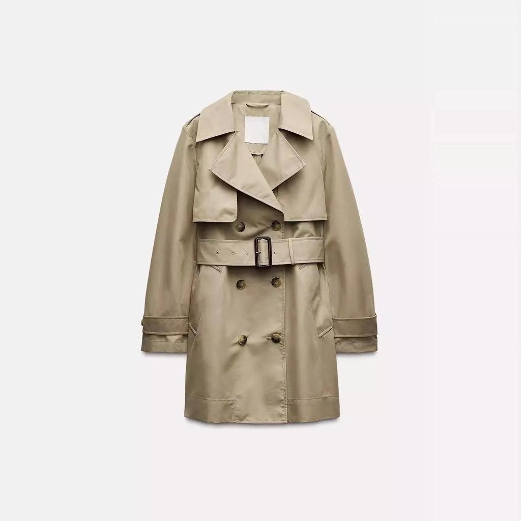 Trenchcoat med Bælte og Dobbeltradet Lukning