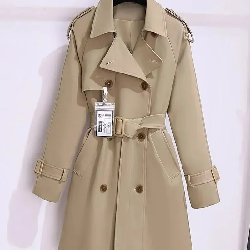 Sandfarvet Trenchcoat Med Stormklap