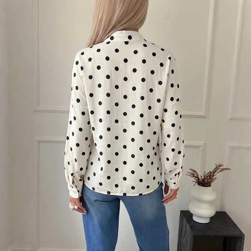 Prikket Bluse Med Kinakrave
