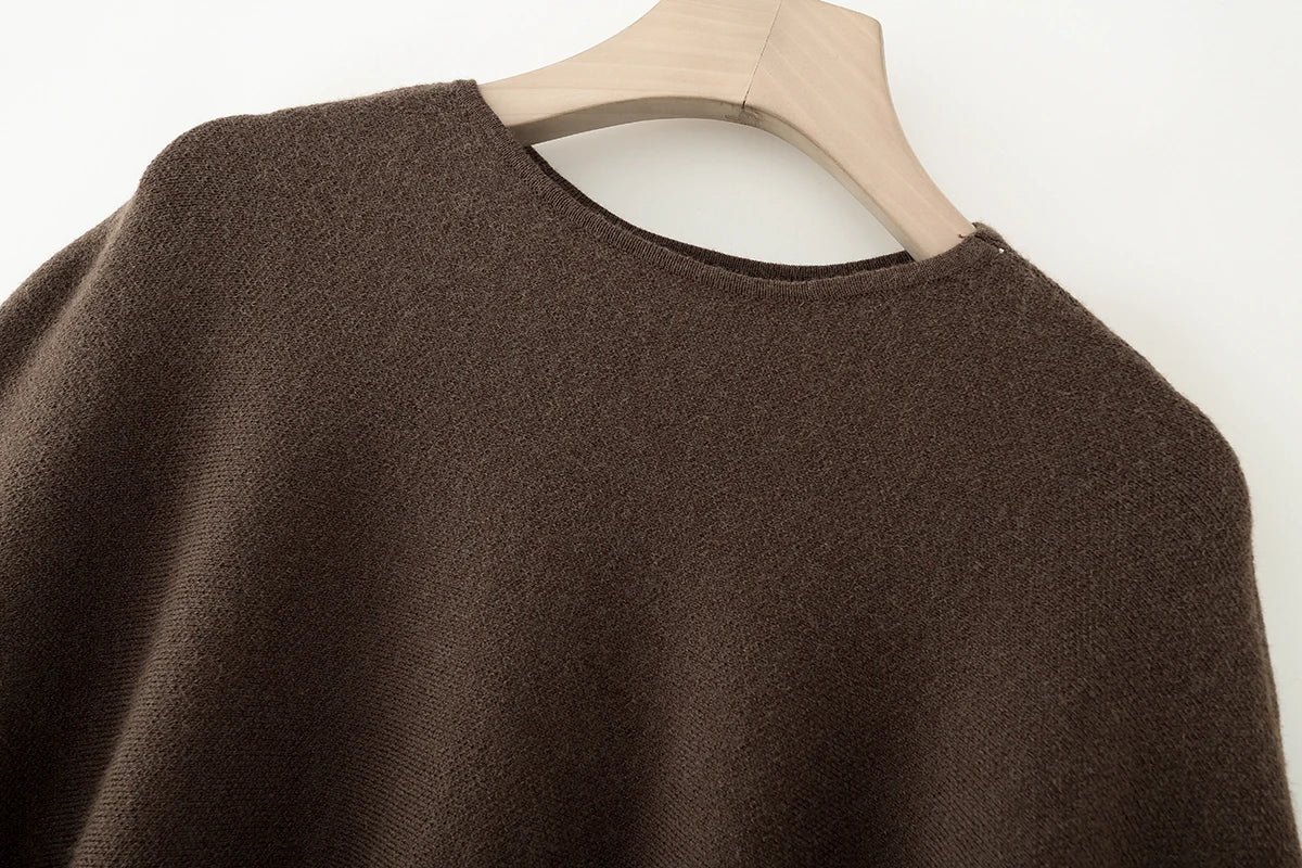 Oversized Cape-Striktrøje Med Flagermusærmer