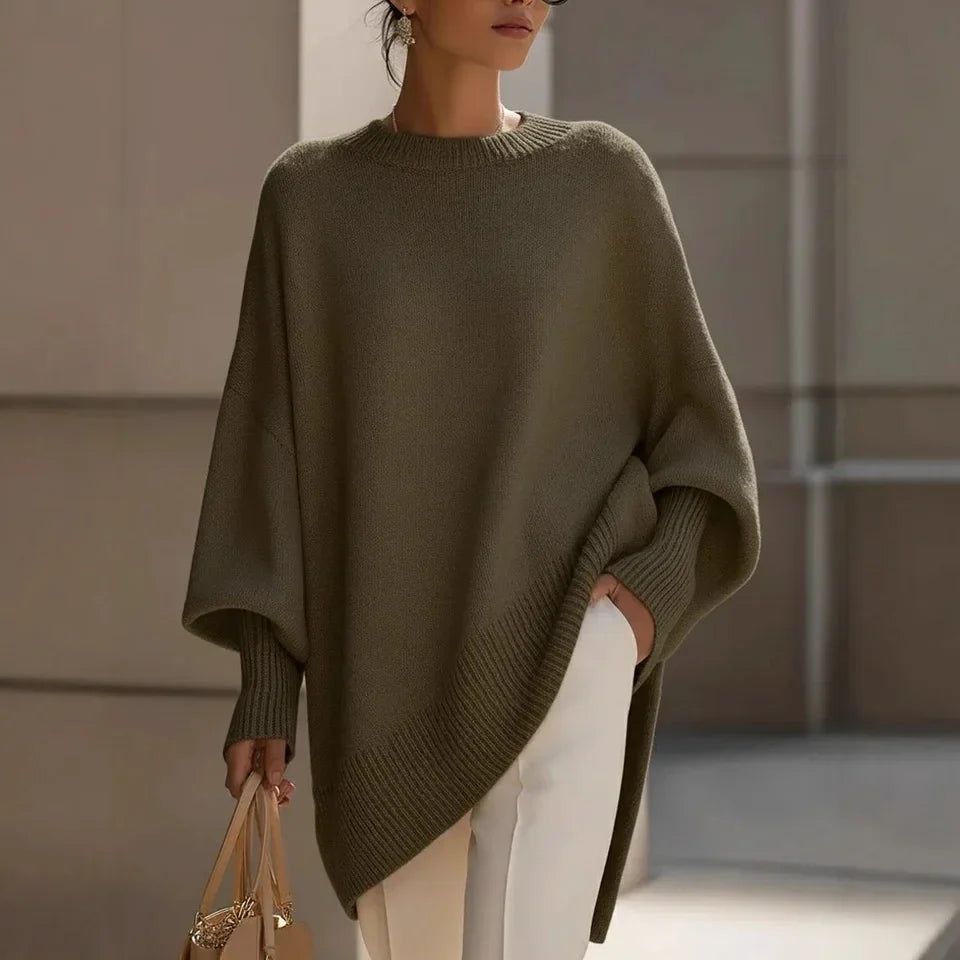 Oversized Asymmetrisk Strikbluse