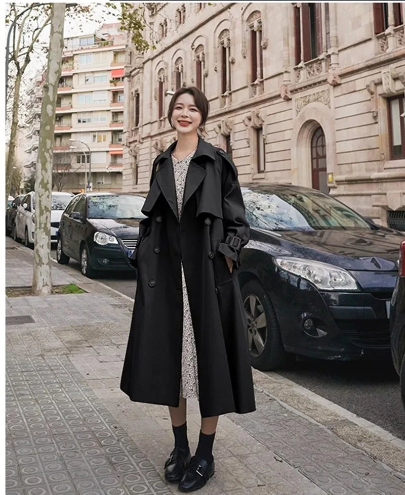Lang Trenchcoat Med Brede Revers