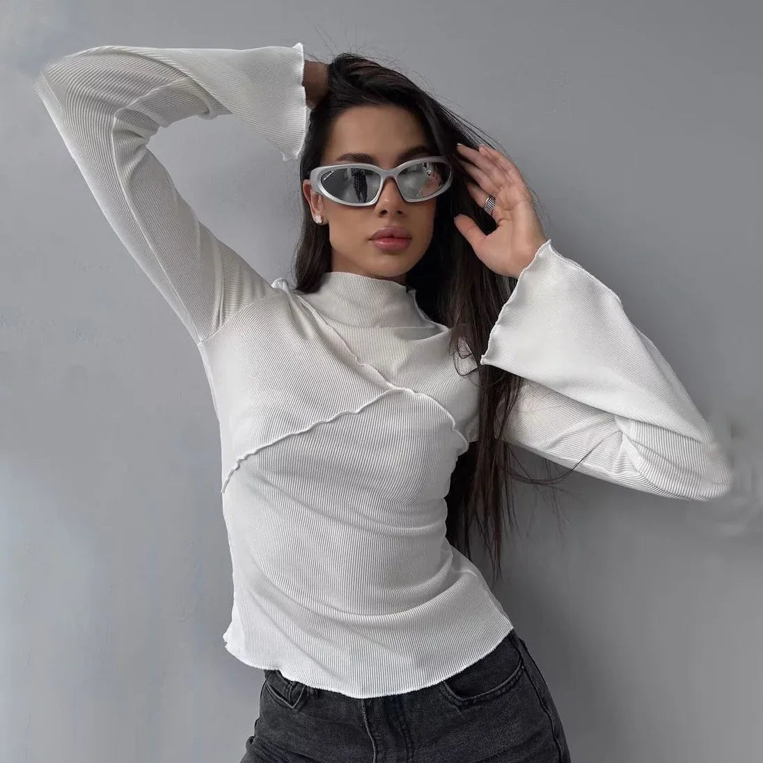 Asymmetrisk Ribstrikket Top