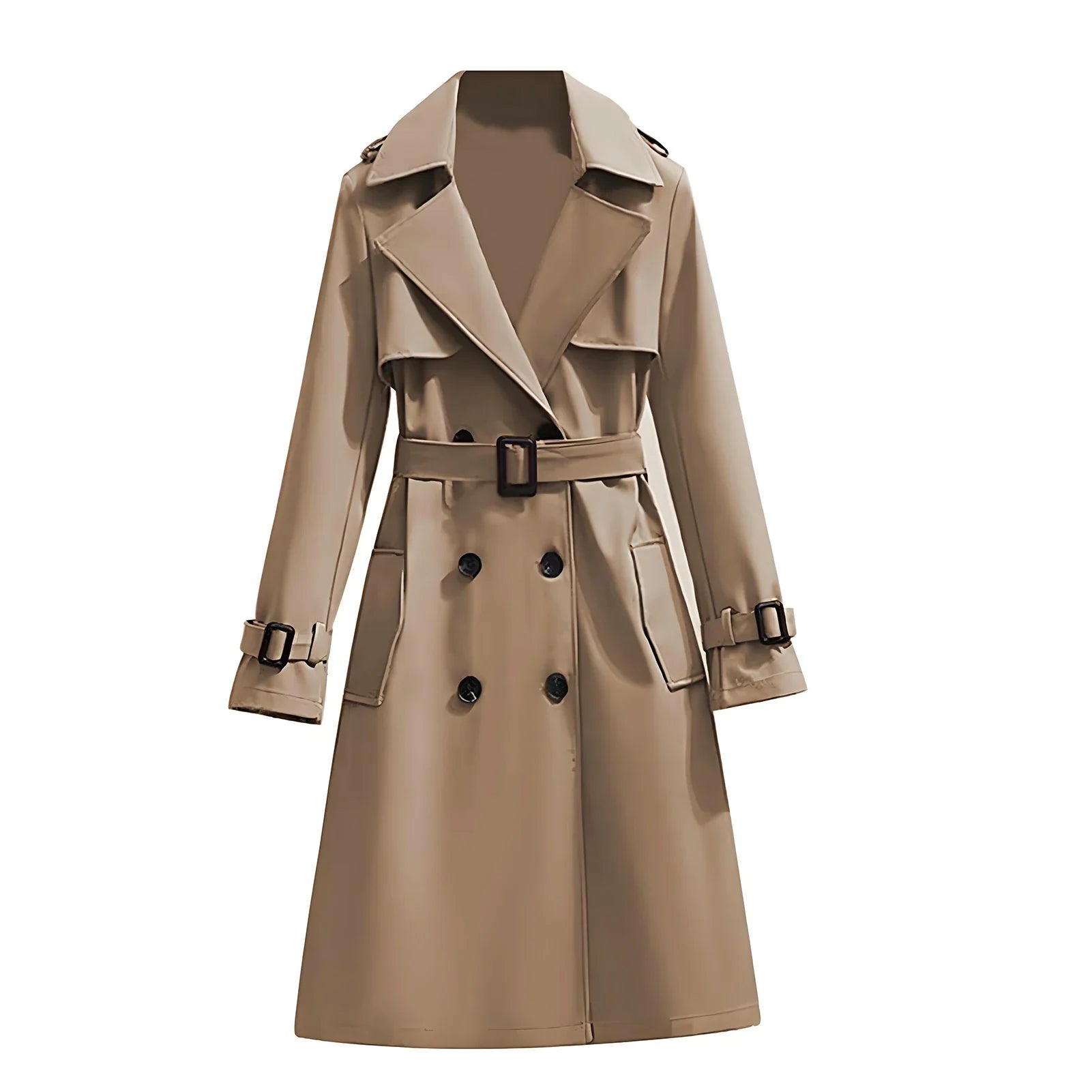 Lang Trenchcoat Med Brede Revers 2