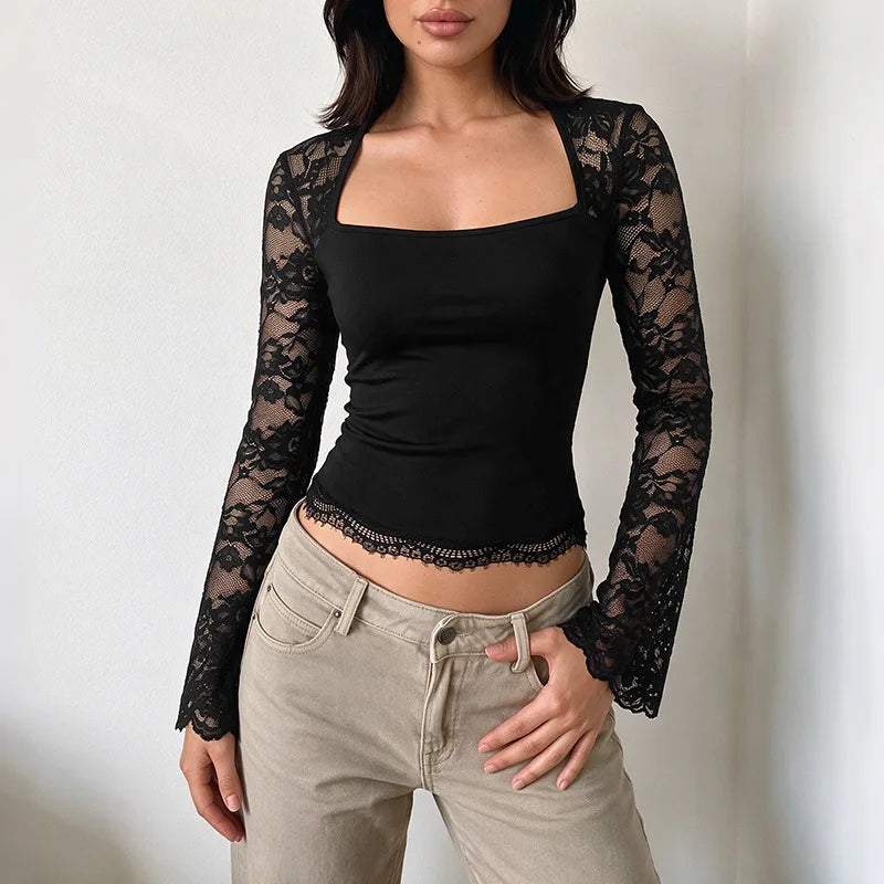 Crop Top i Blonde Med Firkantet Halsudskæring
