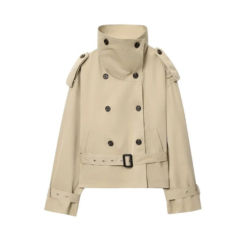 Khaki Cropped Trenchcoat