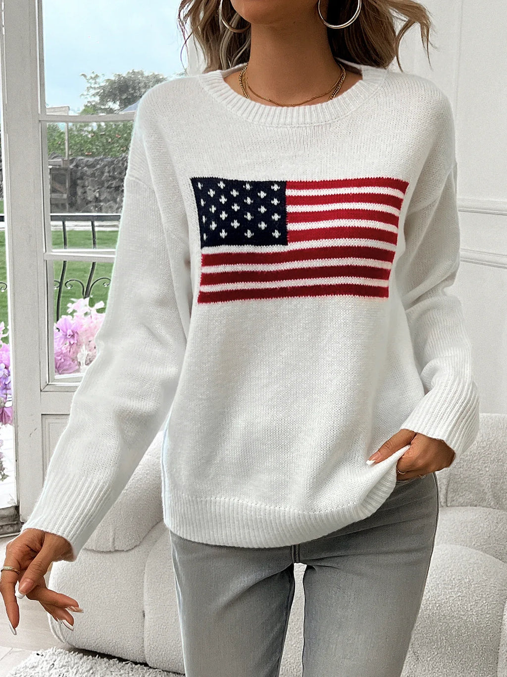 Striktrøje Med Amerikansk Flag