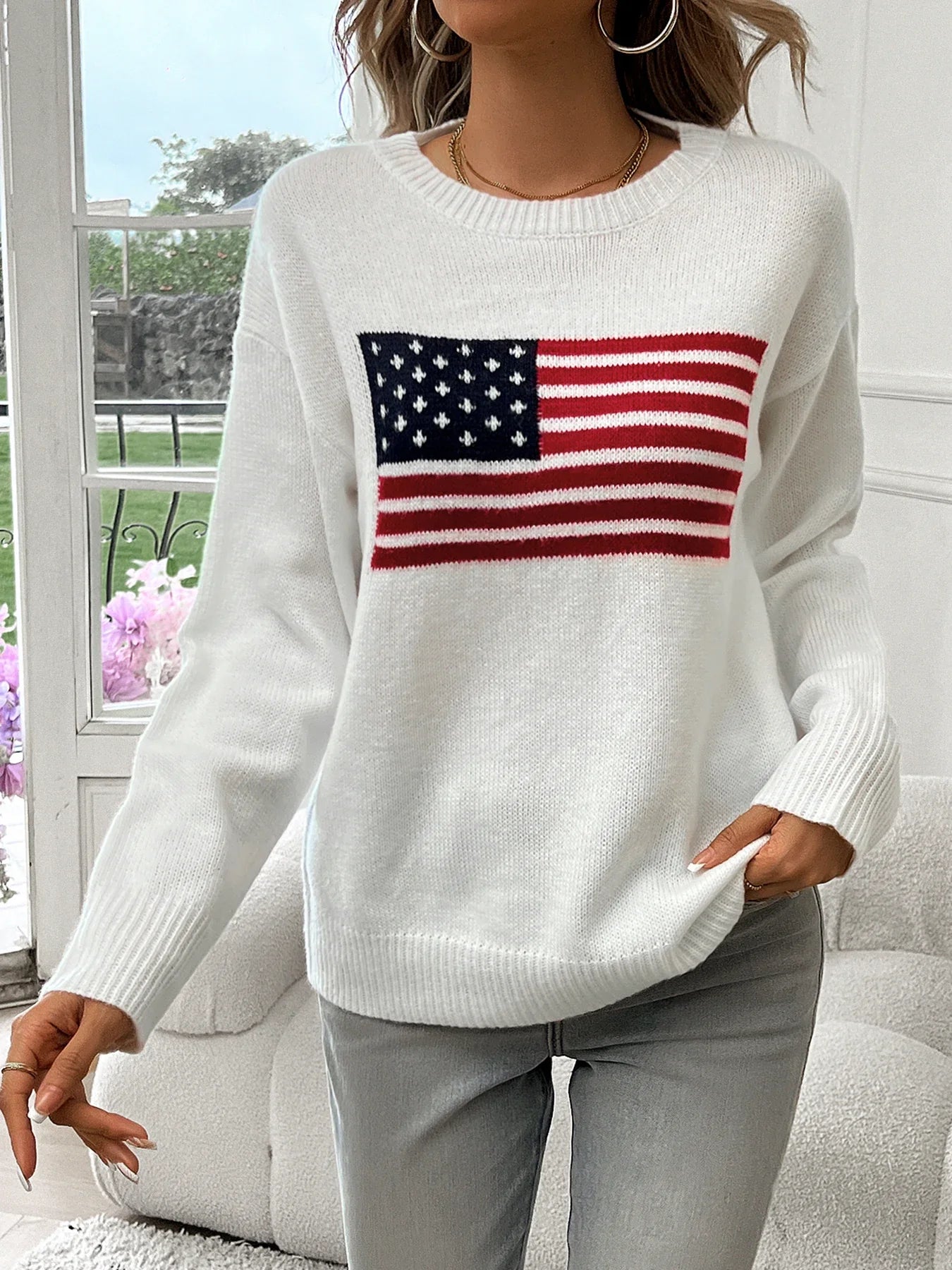 Striktrøje Med Amerikansk Flag