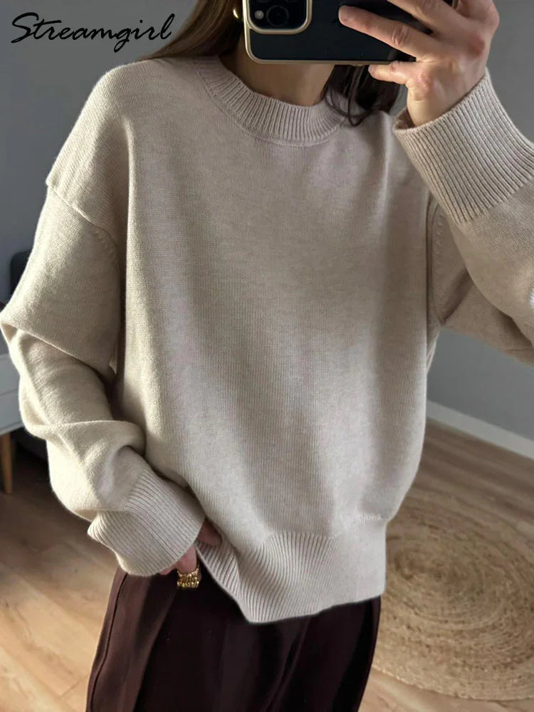 Oversized Striktrøje Med Ribkanter