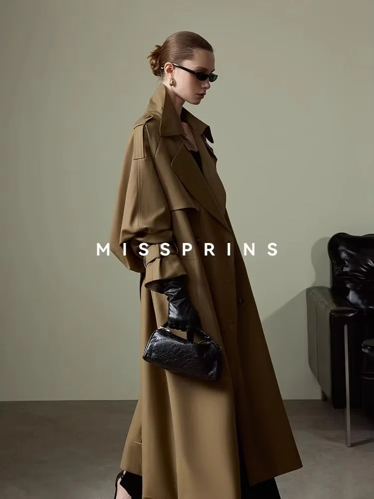 Brun Trenchcoat Med Høj Krave