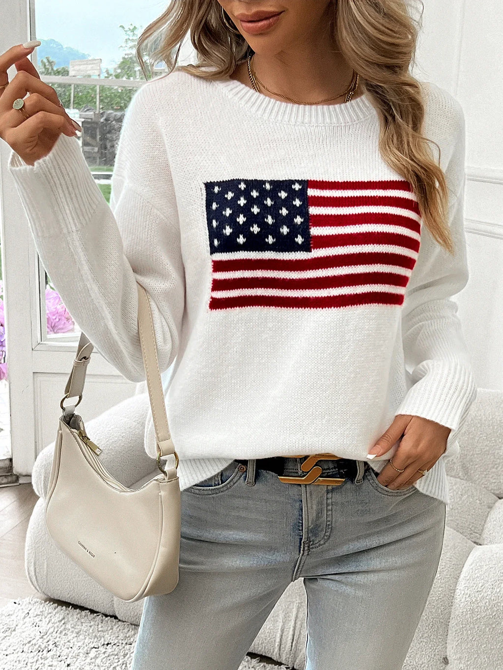 Striktrøje Med Amerikansk Flag