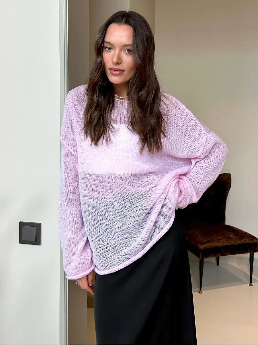 Oversized Striktrøje i Åben Strik