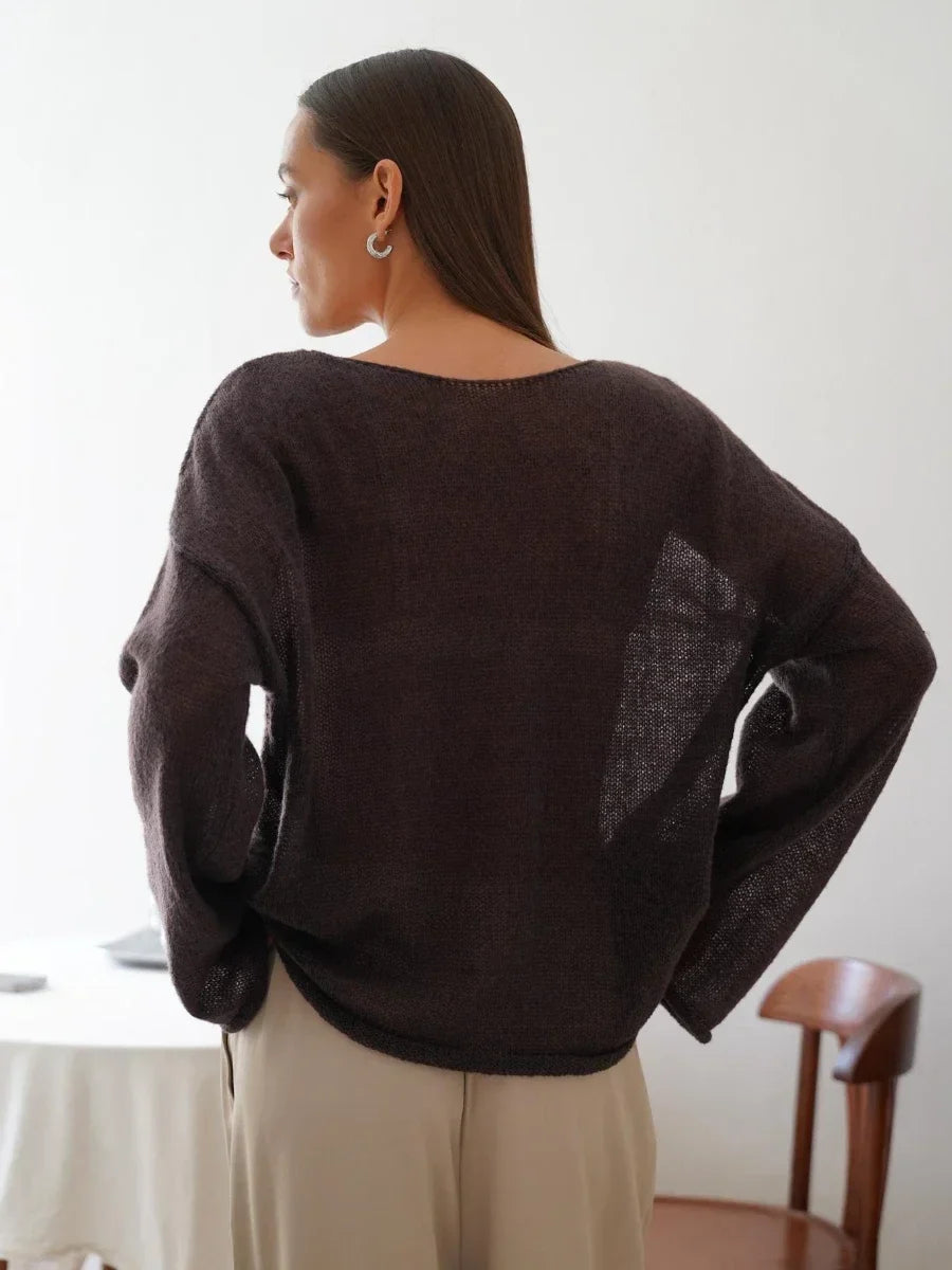 Oversized Striktrøje i Åben Strik